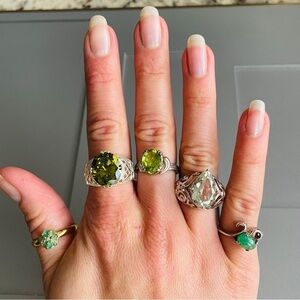 🎄 Sterling Silver Rings With Green Gemstones ❇️ ASK FOR PRICES